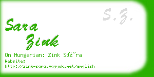 sara zink business card